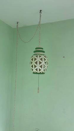 Green And White Ceramic Hanging Lamp