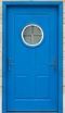 Blue Metal Door with Round Window