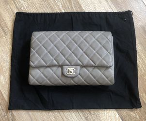 Chanel Quilted Clutch with Chain Flap - Grey