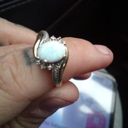 Beautiful Gold And Silver Opal, Iridescent Ring