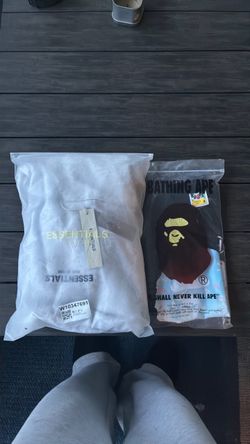 White essential hoodie $ Bape Tee