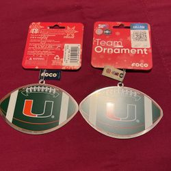 University Of Miami Football Ornaments (2) 