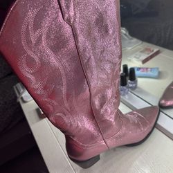 Pink Glitter Cow Girl Boots