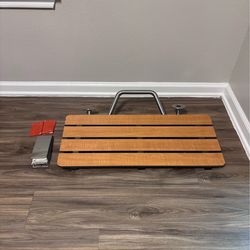 32” x 15” ADA Folding Shower Seat – Wall Mount Teak Phenolic Bench