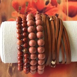 Bracelets/Brown Bracelets/ Wrap Multi-Strand Bracelet/Brown Stretch Beaded Bracelets.