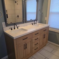 Set of 2 Decorative Wall Mirrors – Gray Framed – Farmhouse/Traditional Style