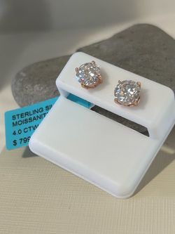 4.0CTW VVSD Moissanite Sterling Silver Stud Earrings