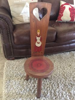 Handmade hand painted Vintage decorative milking stool