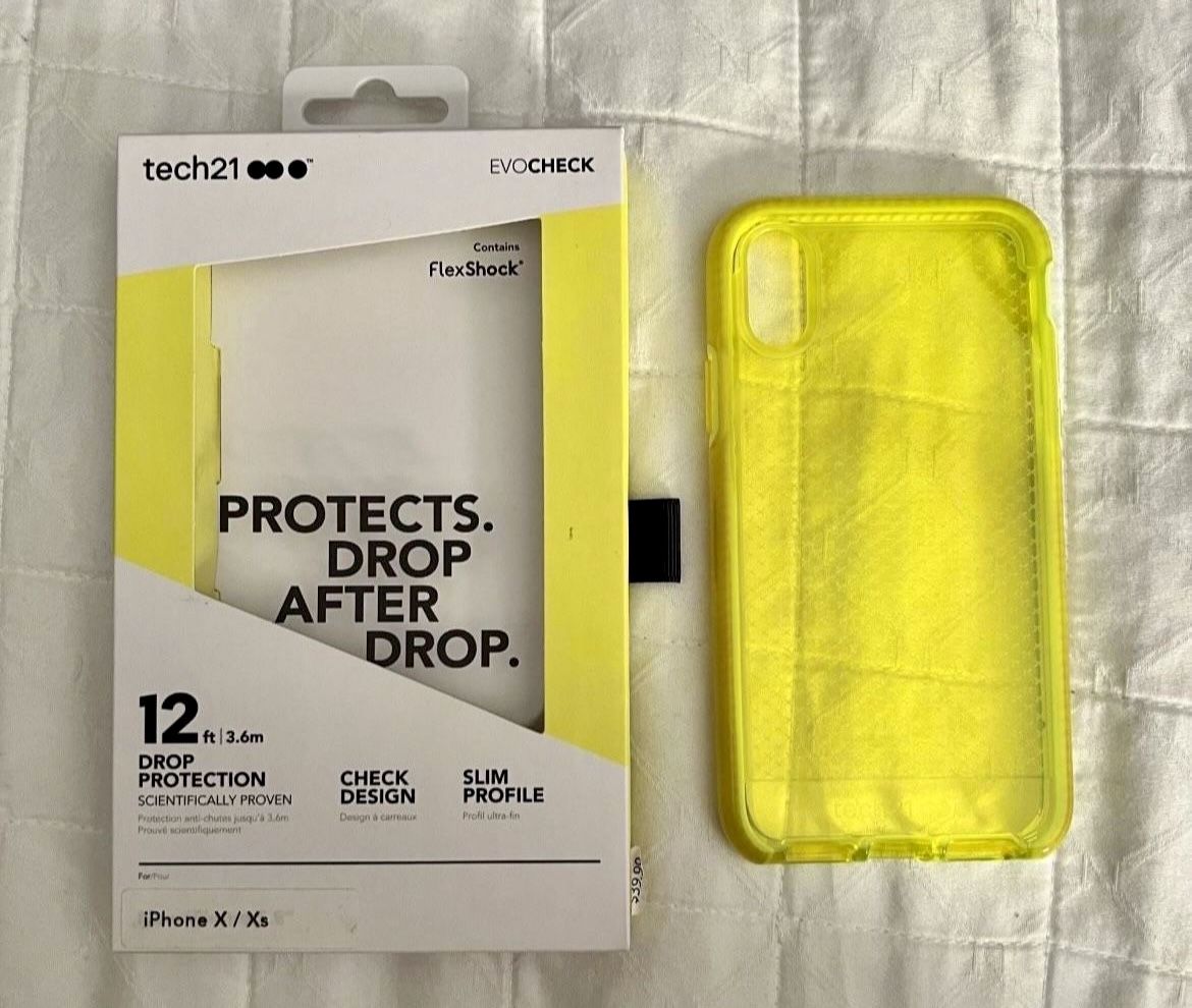 Tech21 EvoCheck Neon Yellow Case for iPhone X or XS