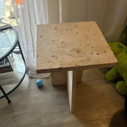 Travertine T Shaped End Table (heavy) 