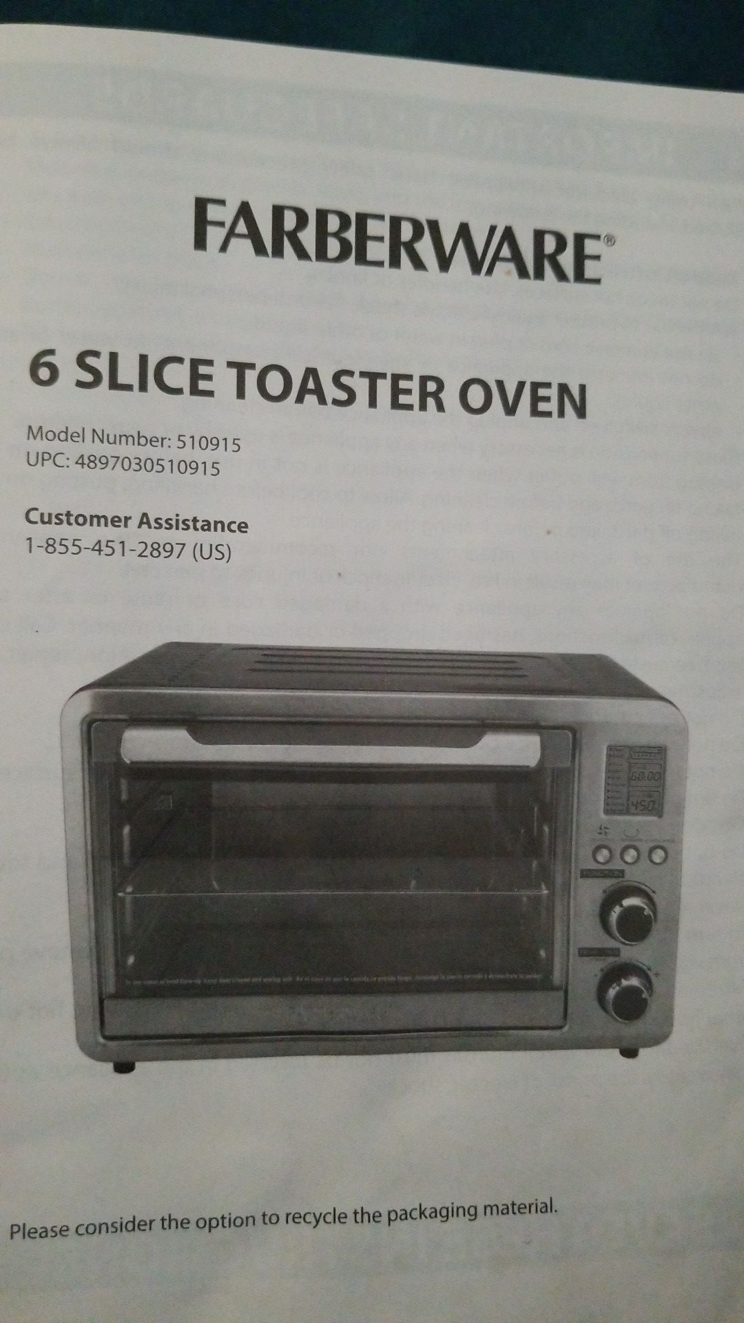 Farberware Convection Toaster Oven for Sale in Grand Terrace, CA OfferUp