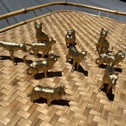 Small gold cat and dog figurines, great as cake toppers 