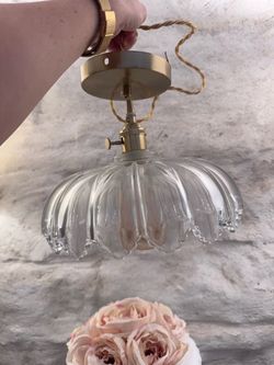 Vintage Style French Scalloped Glass Pendant Light