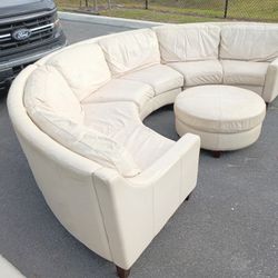Leather Sectional Couch + Ottoman 
