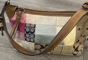 COACH VINTAGE y2k PATCHWORK SIGNATURE SUFFLETTE LEATHER HANDBAG No
