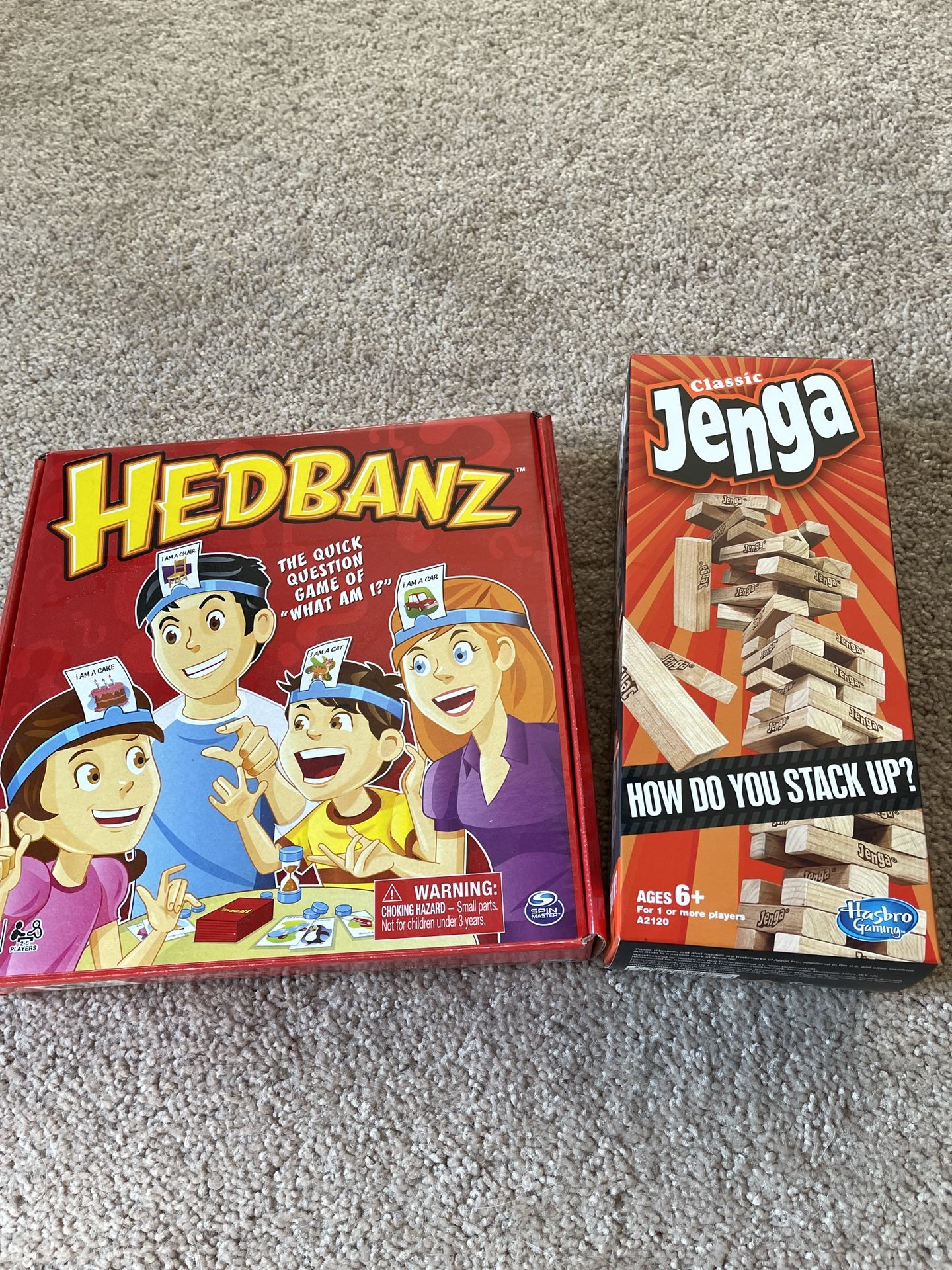 Hedbanz and Jenga board game