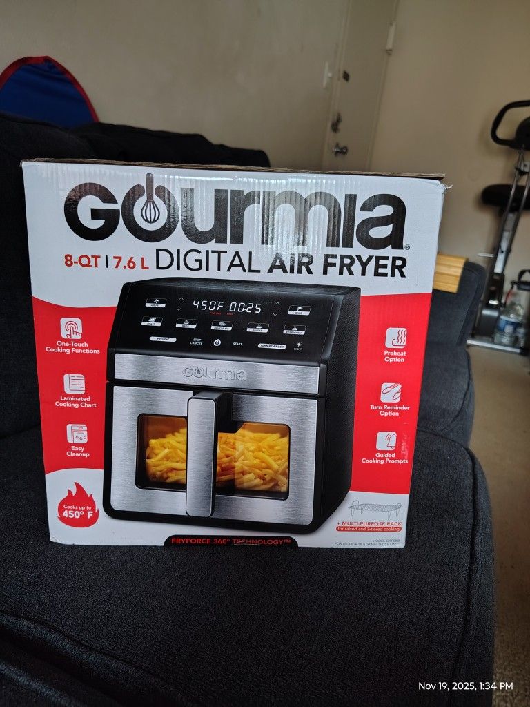New Gourmia GOURMIA Digital Air Fryer, 7.5 Liter with Window and Light, Mod. GAF858