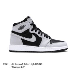 AIR JORDAN 1 RETRO HIGH OG GS 5.5 Y  W 7 (SHADOW 2.0)