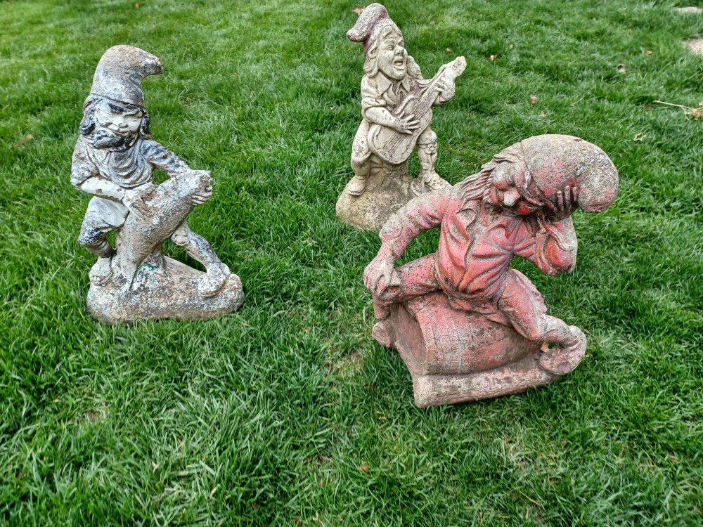 Vintage Concrete Gnome Garden Statues