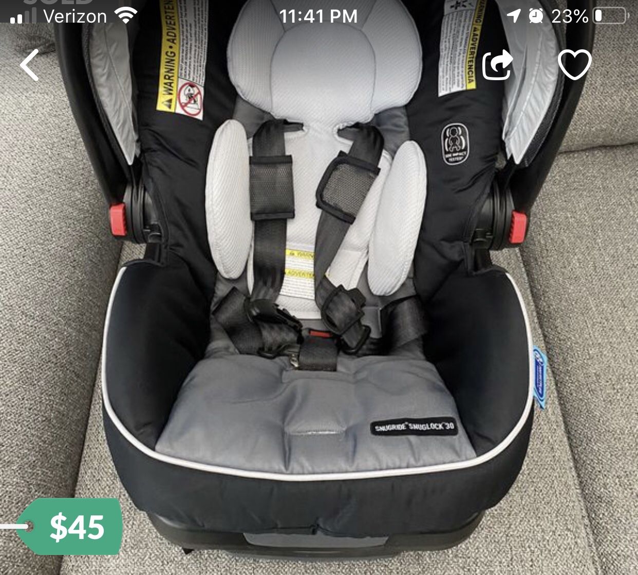 Car seat and stroller set $60