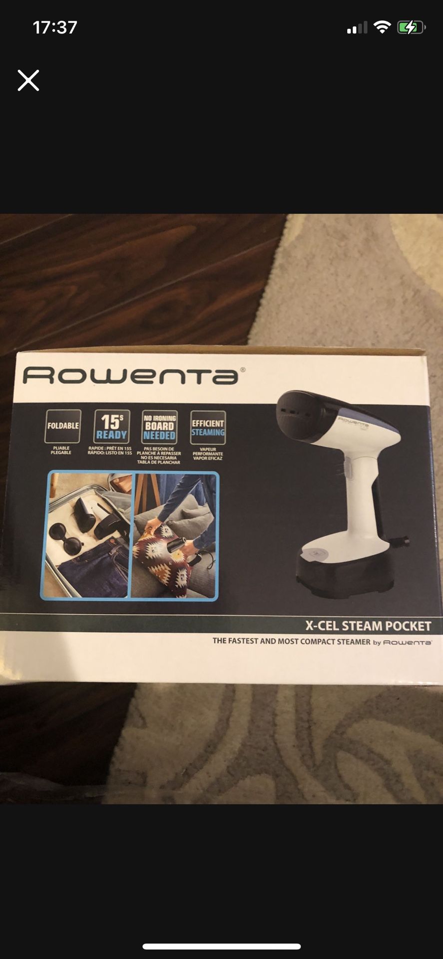 Rowenta brand page X-Cel Travel Folding Pocket Steamer.