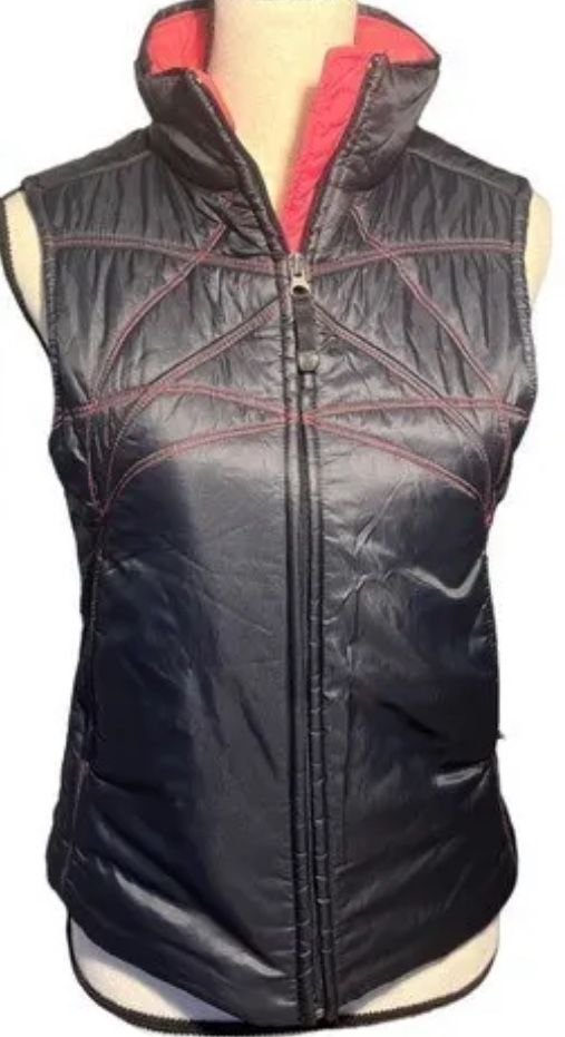 Alpine Design Vest Women Black Pink Lining Full ZipPockets Size Medium Pre-owned
