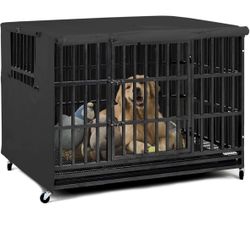 Explore Land Dog 38" Crate Cover Black Heavy Duty Polyester Pet Kennel Sunshade