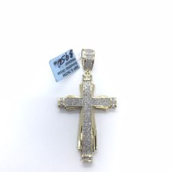 Diamond Cross Gold Pendant 10K New 