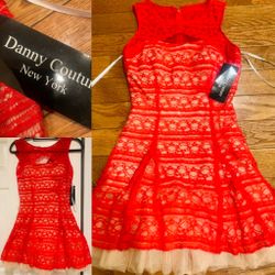 Danny couture new york red short dress size 6