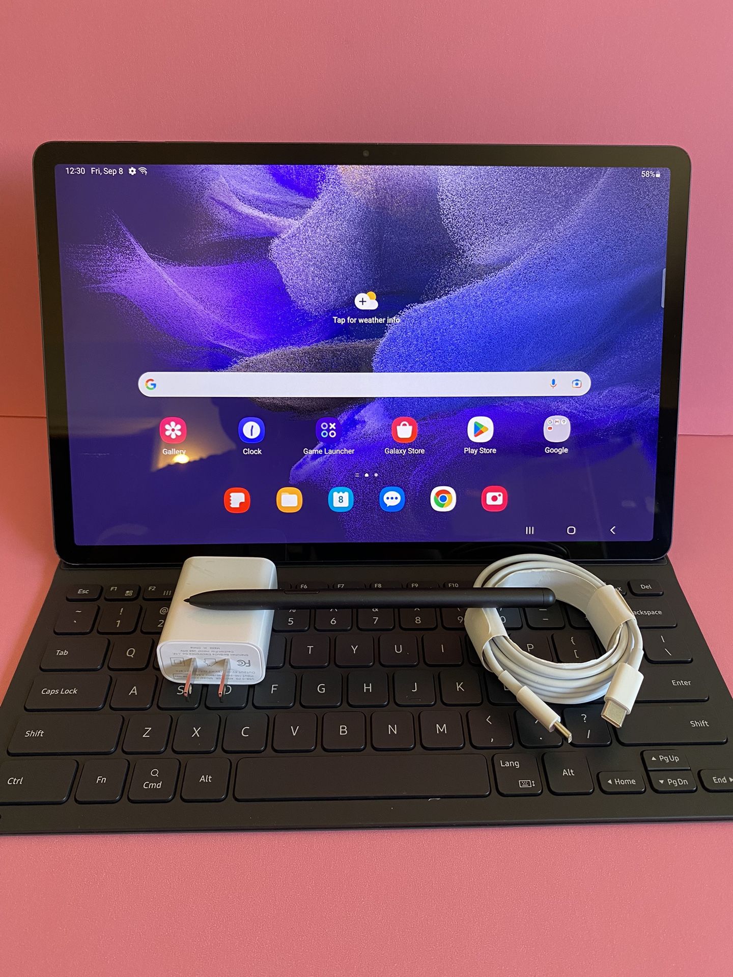 Samsung Galaxy Tab S7 FE ( 12.4” HD Amazing Display / 2021 model) 64GB with keyboard case stylus and Accessories
