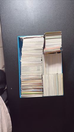 Box of baseball , hockey cards