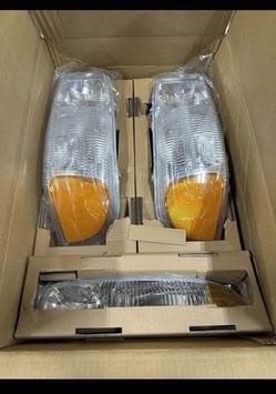 New Chrome Amber Headlights HL-0154P-AMCH-OE