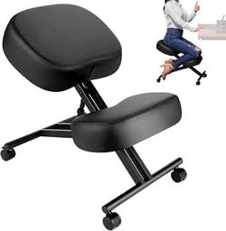 Ergonomic Kneeling Chair, Meditation Chair with Height Adjustable and Cushion for Home and Office, Posture Office Stool with an Angled Seat and Caster