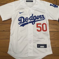 Betts Youth Dodgers White Jersey