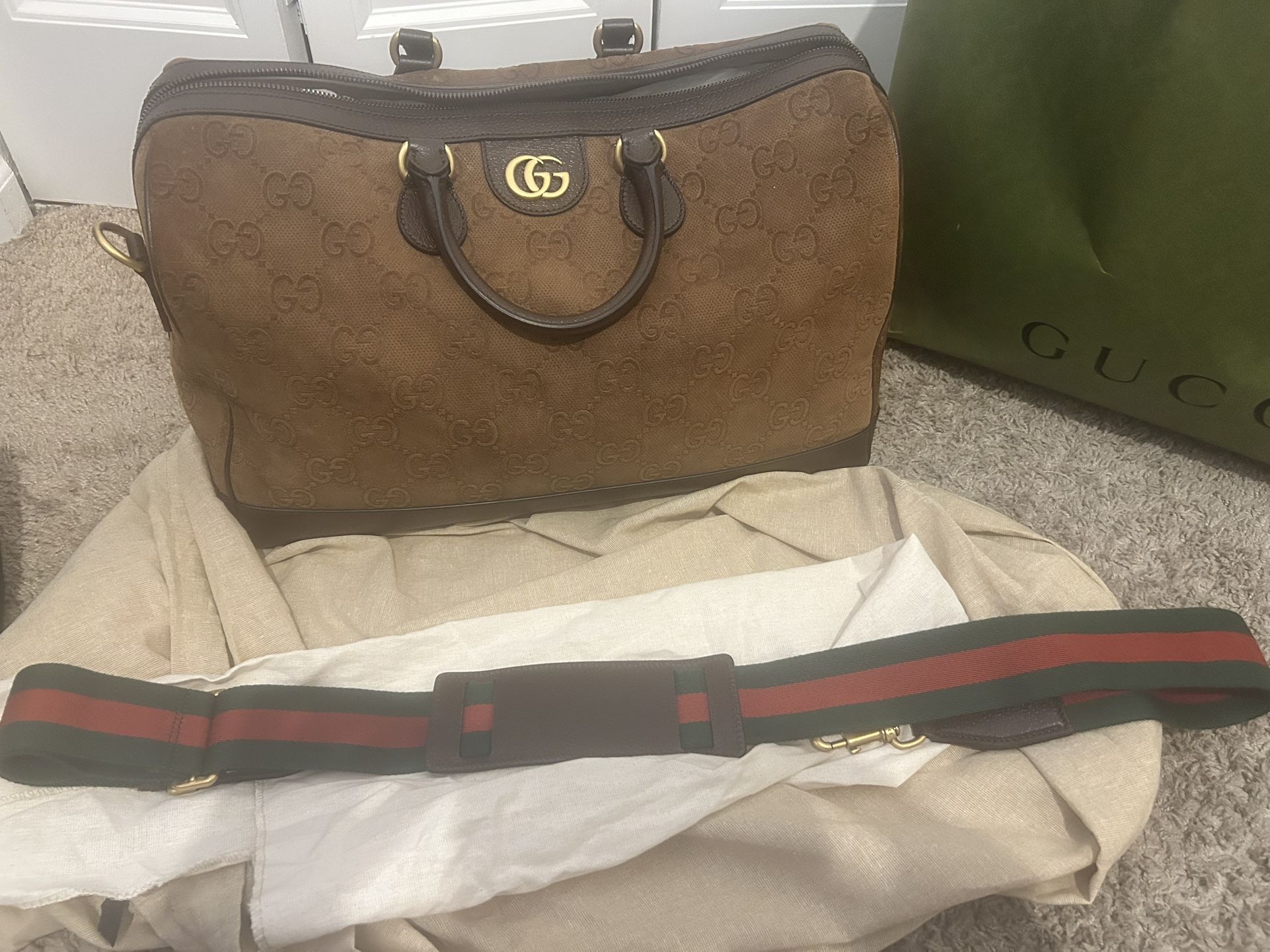 NEW GUCCI Limited Edition SOLD OUT GUCCI  GG SUEDE Duffle Bag in Brown