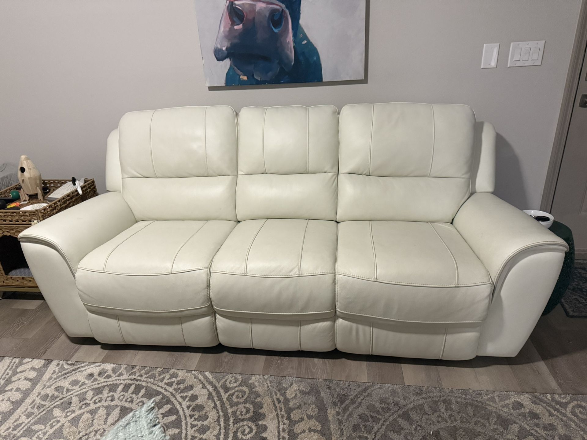 White Leather Couch Originally $1800