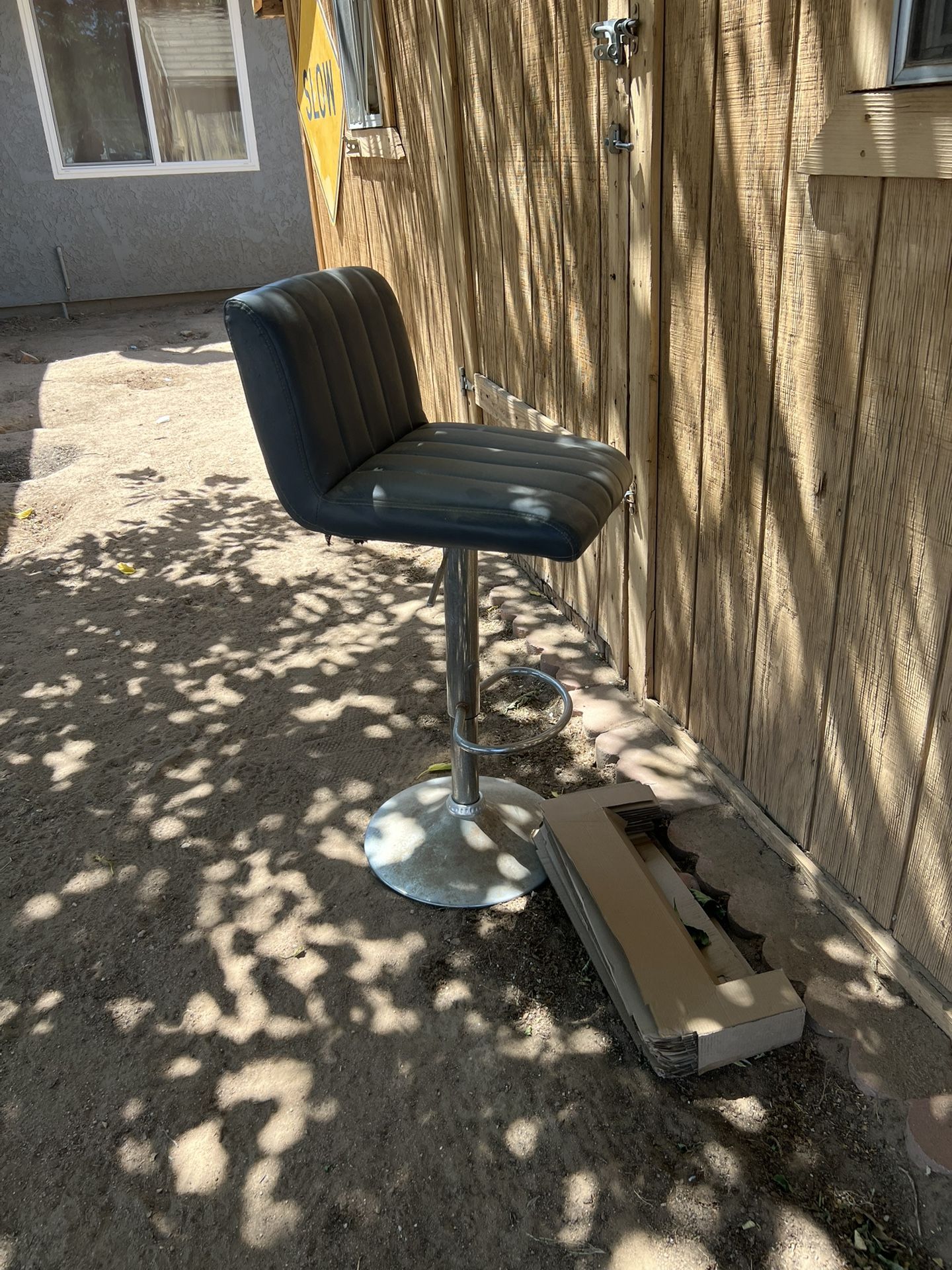 Single Grey Pleather Bar Stool