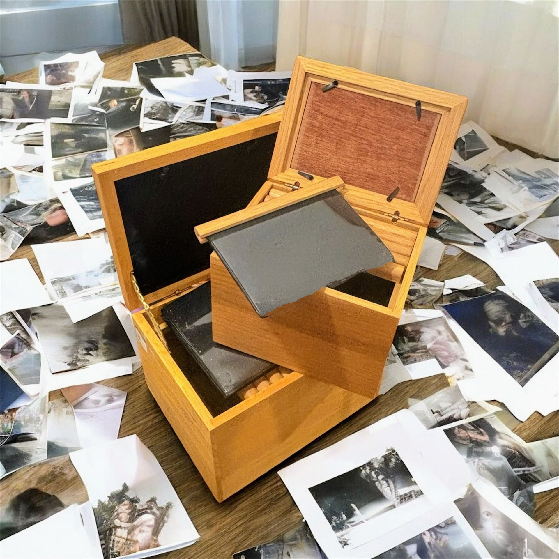 2 Wooden Picture Frame Photo Boxes