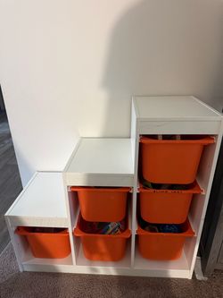 IKEA TROFAST Storage Unit with Orange Bins