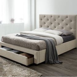 🔥 JUST IN 🔥 Brand New Beige E. King Size Underbed Storage Bed Frame