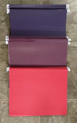 Lot of 40 Hanging File Folders Standard Letter Size- Indigo, Purple, Red