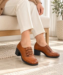 Earth Shoe Brown Slip-On Shoes with Button Details