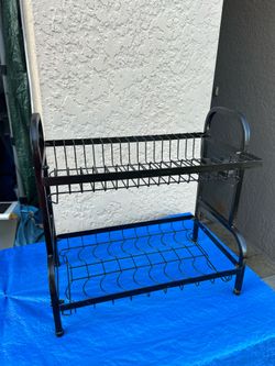 Two tier black dish rack