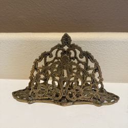 Antique brass letter/napkin holder