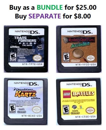 ๐ฎ Nintendo DS Games โ Bundle or Pick Your Favorite! ๐น๏ธ ๐ฆ Buy the whole bundle of 4 for $25 OR ๐ฏ Buy individually for $8 each