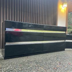 Vintage Italian Post-Modern / MCM Lowboy Black And Chrome Dresser