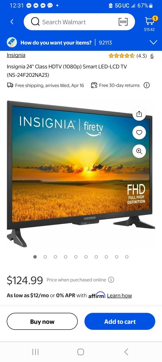 Insignia 24inch Full HD LED Smart TV Year 2024