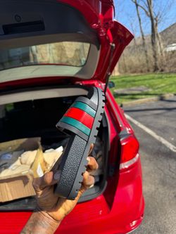 Gucci Web Stripe Slide Sandals