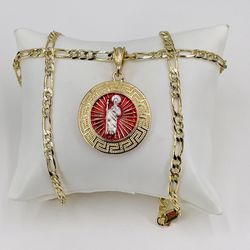 San Judas Tadeo Y Cadena Chapado En Oró Italiano/Italian Gold Plated Saint Jude And Chain