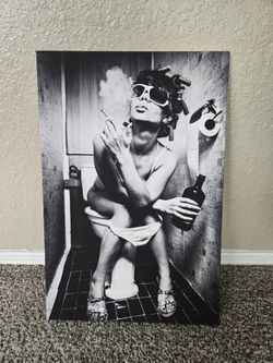 16x24 Black & White Bathroom Noir Canvas Art – Moody Editorial Wall Decor